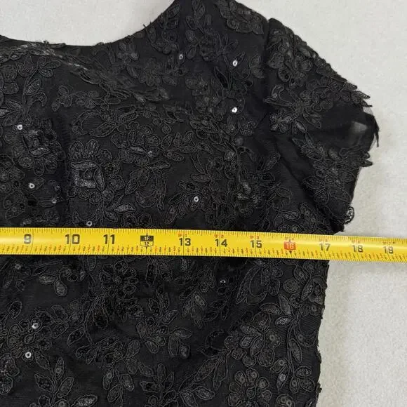 Women’s Black Lace Maxi Dress Size 12 Formal Short Sleeve Drawstring Prom NWOT - Picture 7 of 16